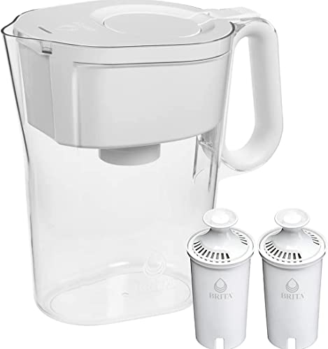 BRITA GRANDE 10 xícara de filtro de água com um lembrete de filtro de luz inteligente e 2 filtes padrão, feitos sem BPA, branco