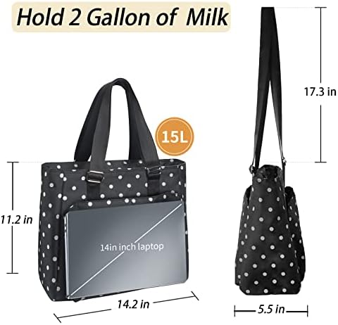 Lunches com isolamento hshrish para mulheres, bolsa grande à prova de vazamentos com 2 bolsos, bolsa mais fria durável para o trabalho de compras ao ar livre, 14L