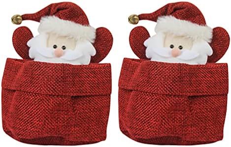 Decoração de natal de besportble cesta de armazenamento de doces de natal, 2pcs Papai Noel cesto de armazenamento de armazenamento