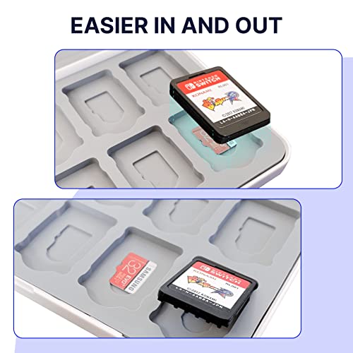 WNJACO Switch Game Card Case para Nintendo Switch Game & Micro SD Card, Caixa de armazenamento de cartões de jogo Lite Pattern Switch personalizada com 24 slots de cartas de jogo e 24 micro sd slots de cartão com fechamento magnético