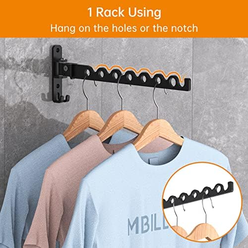 Rack de secagem de roupas montadas na parede de Mbillon, 2 direção girando dobrado contra a parede salvar espaço para secagem de roupas, 1 pacote