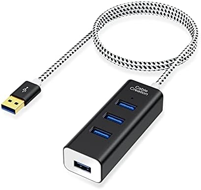 Pacote-2 itens: Cablecreation 4-porta USB 3.0 Hub 5Gbps + Cablecreation 0,5 pés Cabo de carregador de iPhone curto