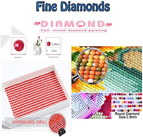 Kits de pintura de diamante para adultos, panorâmica de diamante de diamante infantil tinta 5D para iniciantes por números, broca