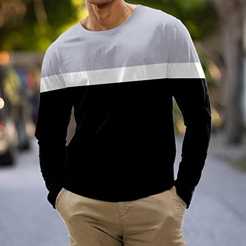 Camisetas esportivas masculinas xxbr, listra básica de colorblock colorblock de retalhos casuais Crewneck Sport Sports