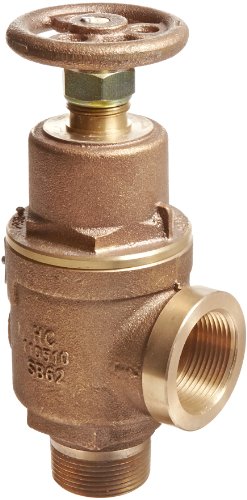 Kunkle 0019-F11-MG0100 Válvula de alívio líquido de bronze, 100 pressão predefinida, entrada feminina de 1-1/4 NPT x 1-1/4 NPT tomada