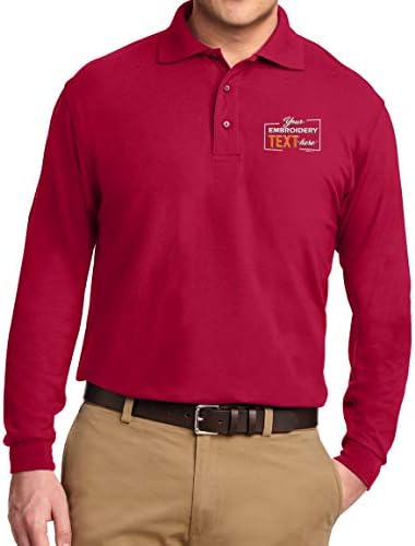 Camisas pólo de manga longa bordada personalizadas para homens de bordado personalizado