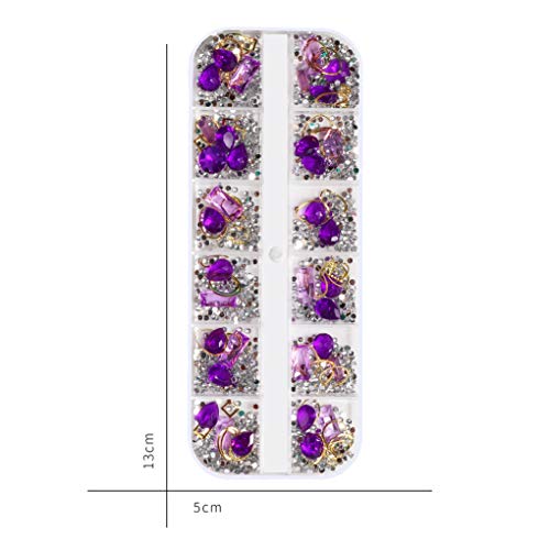 Silpecwee 4 caixas 3d unhas de unhas strass e kit de cristal kit de metal pregos gemos coloridos jóias de jóias de gem