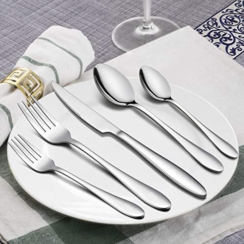 Conjunto de talheres de 30 peças para 6 peças, conjunto de talheres de talheres de aço inoxidável, utensílios de alimentação de mesa incluem colheres de facas de garfos, acabamento no espelho, lava -louças