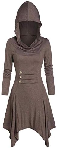 Mulheres com capuz Sweatshirt vestido de manga longa bandagem medieval vintage manto manto halloween renda up lotes de baixo vestidos