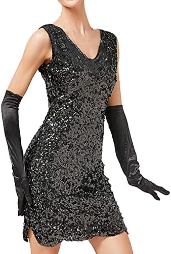 Vestidos de renda vestido de vestido vintage feminino sexy vestido sem mangas 1920s lantejoulas de festas de festas de festas