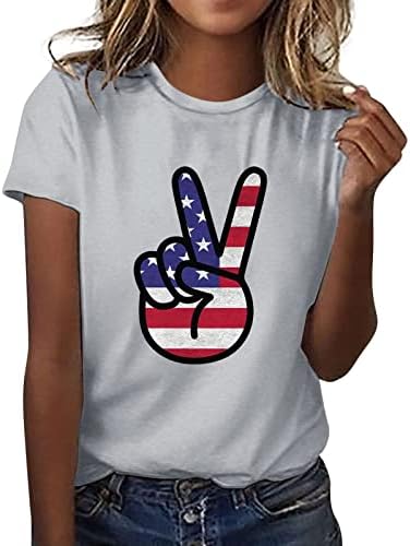 Pacote Independence Day Shirt Women Graphic T Sirts For Women Top Crewneck Scissor Scissor Print Hand Print Top