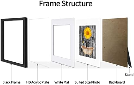 6x8 quadro de imagem clássico de moldura de madeira preta Conjunto de molduras de 3, exibição figuras 4x6 com tapete ou