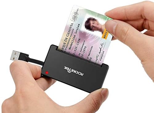 Rocketek DOD Militar USB Smart Card Reader/CAC Common Access Card Reader Writer for Military | Id Card/IC Bank Chip Card Reader,