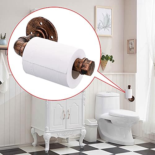Suncer de papel higiênico de tubo industrial de Sumnacon - Suporte de tecido de rolo de ferro vintage com parafusos, toalhas rústicas pesadas para o banheiro decoração da casa de cozinha, bronze vermelho