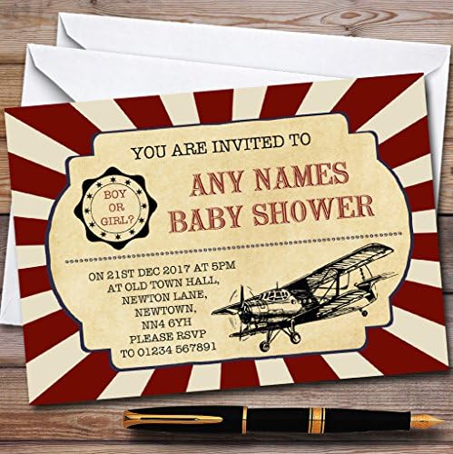 O card zoo Red Vintage Air Force Invitations convites do chá de bebê