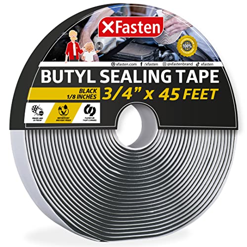 Butyl Tape RV Black, 3/4 em x 45 pés, 1/8 em fita de selante de borracha de butil EDPM grossa - remendo de teto,