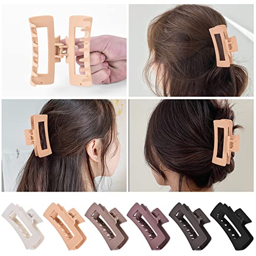 12 PCs Retângulo Clipes de cabelo, acessórios para o cabelo para mulheres e meninas, incluindo 6 PCs 4 polegadas Garra grandes clipes
