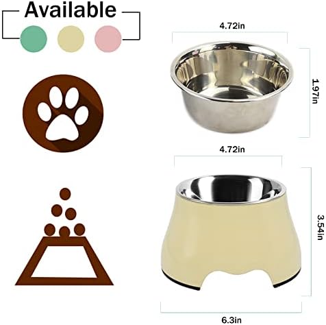 Tigelas de cachorro elevadas adwset tigelas de cães de aço inoxidável para cães de tamanho pequeno, alimentador de tigela de