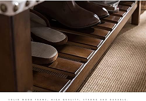 Banco de sapato de madeira emibi com categoria de entrada de fivela retrô com banquinho final da cama de almofada para quarto de entrada da sala de estar Vintage Style