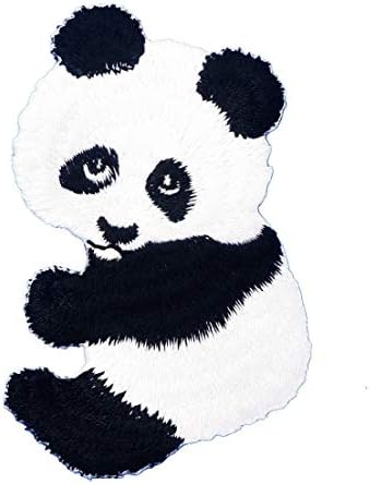 Poeira gráfica Fona de panda fofa Ferro bordado em patch amor doce fofo preto branco Vida selvagem Animal Backping Nature
