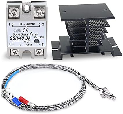 MGTCAR DIGITAL 220V PID REX-C100 Controlador de temperatura + max.40a SSR + K Termoparto do controlador PID Set + dissipador