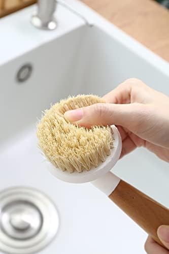 Escova de limpeza de pratos de sisal com manípulo de bambu esfrega