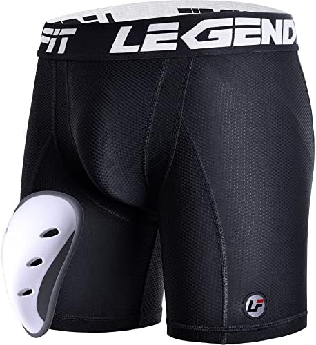 LegendFit Shorts deslizantes masculinos com copo de proteção de malha atlética de malha para hóquei de lacrosse de futebol de beisebol