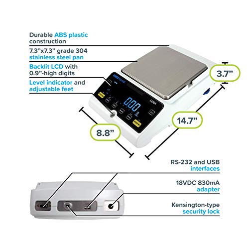 Equipamento Adam LTB 2602E LUNA BALANÇOS DE PRECISÃO DE 2600G CAPACIDADE X 0,01G Legabilidade