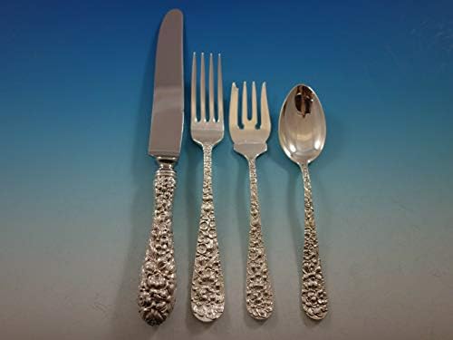 Rose by Stieff Sterling Silver Flatware Set para 12 serviços 118 peças