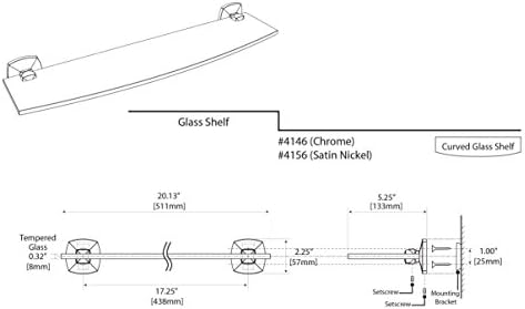 Gatco 4146 Jewel Glass Shelf, Chrome