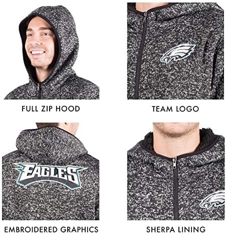 Ultra Game NFL Mens Sherpa Full Zip Cozy Fleece Hoodie Sweatshirt Jaqueta