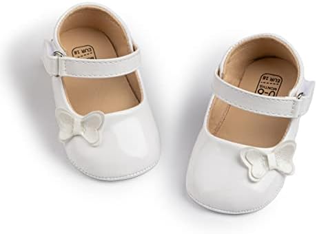 Bellocasa Baby Mary Jane Flats para meninas com algodão Bowknot Anti Skid Sole Infant First Walker Princess Dress Dress Shoes de casamento