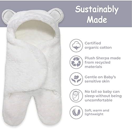 Jam Naturals- conjunto de presentes de recém-nascidos orgânicos, tanque original de velcro ajustável Swaddle e chapéu e pelúcia