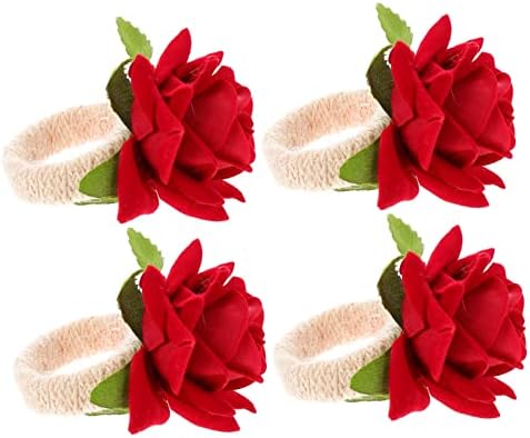 GARVALON 4PCS ROSCA RAME RINGRES DE TABELA ROSSA DE DECORAÇÃO DOBRILHA PRIMAÇÃO RAIS DE TEA DORAÇÕES DE FESTO DECORAÇÃO