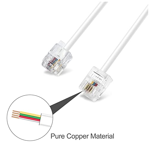 RJ11 Acessórios do sistema de sistema fixo incluem cabo telefônico de extensão de 25 pés com 30 clipes de cabos adesivos e 2 6p4c fêmea direta para fêmea em linha em linha acoplador