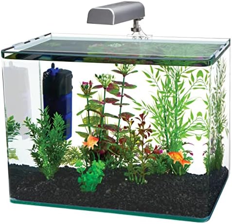 Penn-Plax Water-Water-World Radius Desktop Nano Aquarium Kit-Inclui luz LED, filtro interno e tapete-perfeito para camarão e peixe pequeno-tanque de 5 galões