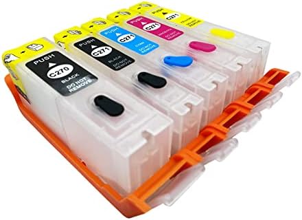 F-INK Refillable Ink Cartridge and 5x50ml Ink Refill Kits Compatible for Canon PGI-270XL CLI-271XL,Work with PIXMA MG5720 MG5721 MG5722 MG6820 MG6821 MG6822 MG7720 TS9020 TS8020 TS6020 TS5020