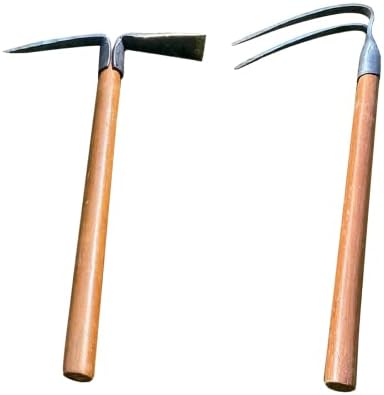 Chenghao 2pcs 19,6 polegadas picareta de jardim, ferramenta de ferramenta de enxada de mão de 2 pontas com alça