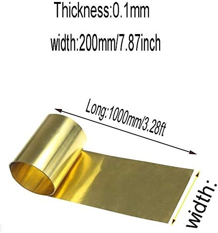 Lucknight Brass Metal Metal Placa de folha de chapas finas Placa de folha de 200mm/7.87inchx1000mm/39. 9 polegadas de metalworking placa de latão