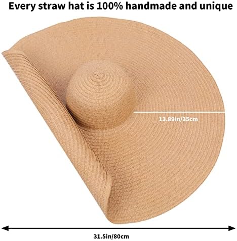 Ohaayoo sol chapéu feminino upf 50+ mulheres grandes lenços de palha de praia feminino 31,5 '