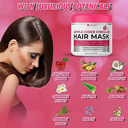 Shampoo de vinagre de maçã e condicionador e máscara capilar - anti -caspa sulfato livre de couro cabeludo - tratamento profundo com