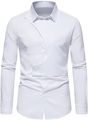 Maiyifu-GJ Manneca longa masculina camisas elegantes de botão casual de botão casual para baixo