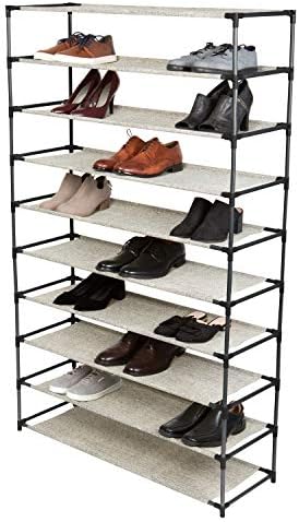 Simplifique 10 camadas 50 pares de sapatos independentes | Segura até 100 sapatos individuais | Bom para tênis, botas, mocassins, saltos e chinelos | Cinza