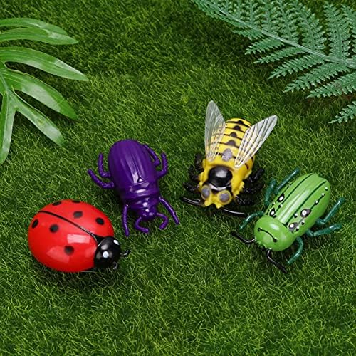 Genérico 4 PCs Toys de gato Teaser Teaser Electric Inseto Interativo Beetle Autométrico Mini brinquedos de insetos elétricos com bateria de botão