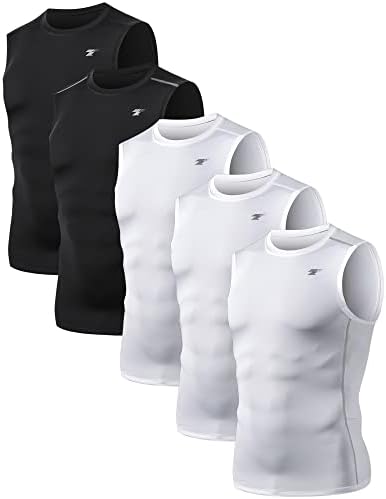 Telaleo 5 pacote camisetas de compressão atlética masculina com mangas de treino com tanques esportivos camada de base esportiva correndo