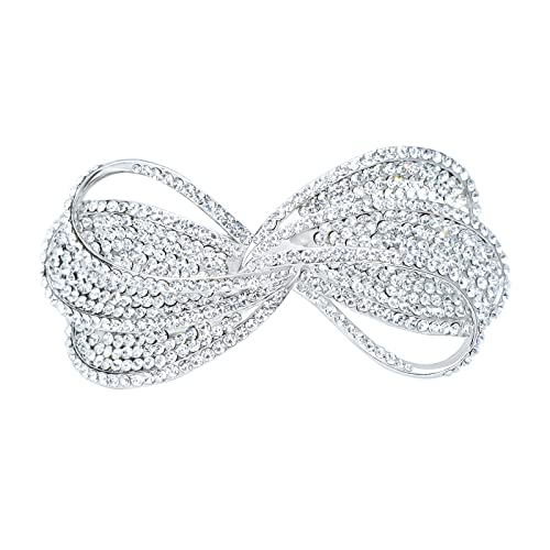 Yybonnie elegante e brilhante arco de cristal cabelos francês barrette clipes bowknot flor clipes de cabelo nupcial