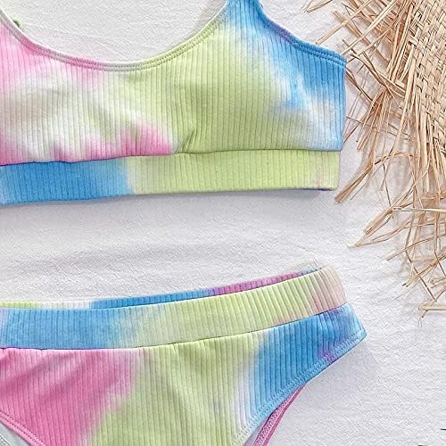 Defesos de biquíni de cintura alta mulher push up tie-dye impresso de roupas de banho sexy com renda para cima sem costas de traje