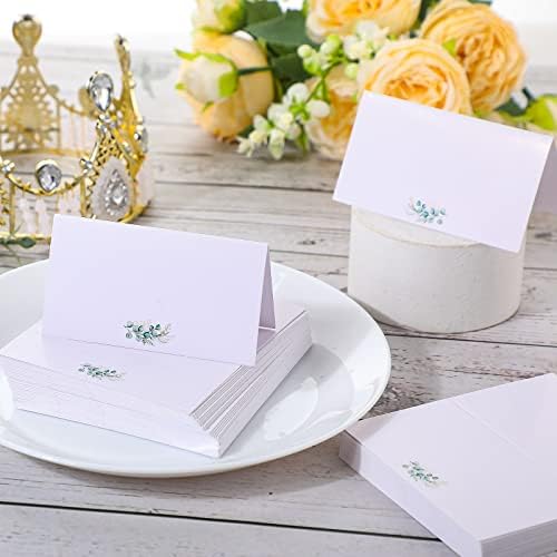 Cartões de lugar de 100 pack aquarela para a vegetação de casamentos cartões de lugar de lugar em branco Cartões de mesa em branco Cartões de tenda para impressão Cartões de nome dobrável para o jantar de noiva do jantar, 3,5 x 4 polegadas