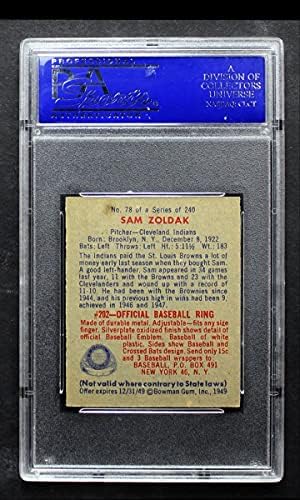 1949 Bowman 78 Nnof Sam Zoldak Cleveland Indians PSA PSA 7.00 índios