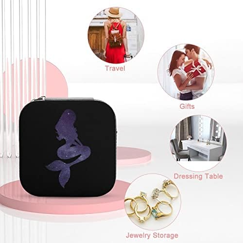 Galaxy Mermaid Women's Premium Travel Small Jewelry Box Colar Ring Storage Organizer Mini Display Caso